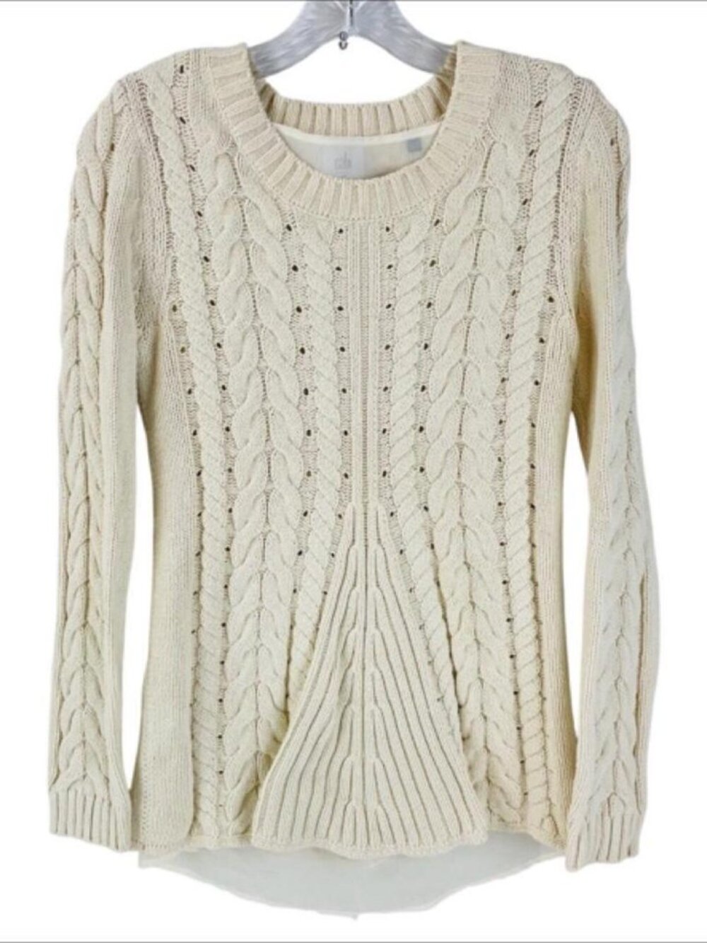 Cabi 3157 Cable Knit Lace Up Corset Back Sweater Womens XS